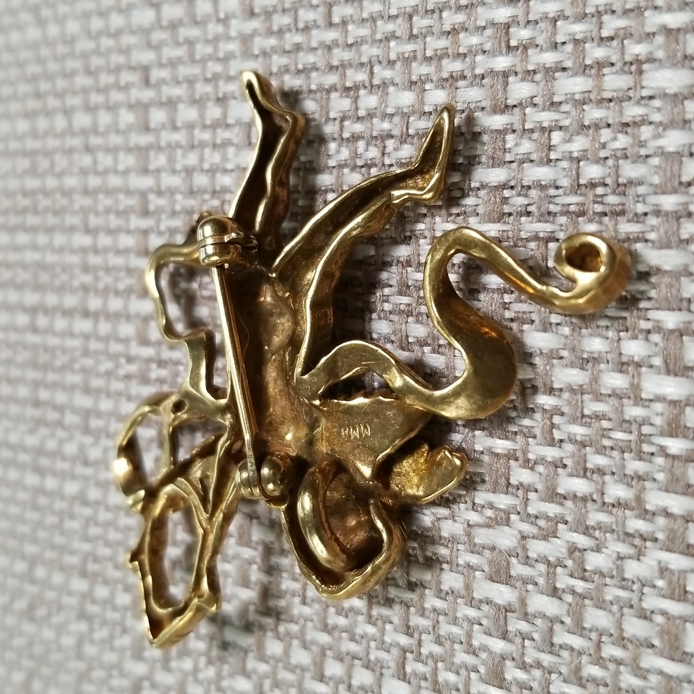 MMA RARE! 1982 Cherub Winged Angel Victorian Revival Gold-plated Brooch - Picture 9 of 11